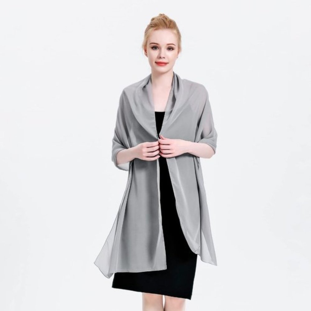 Womens Chiffon Shawls Wraps Grey